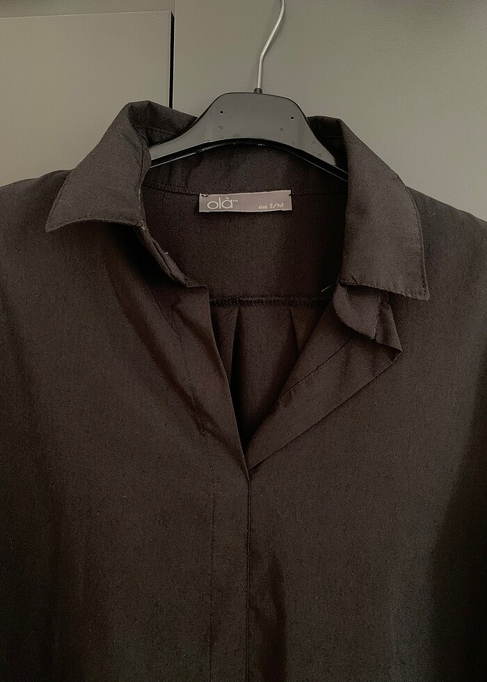 Siyah gömlek elbise - Görsel 2