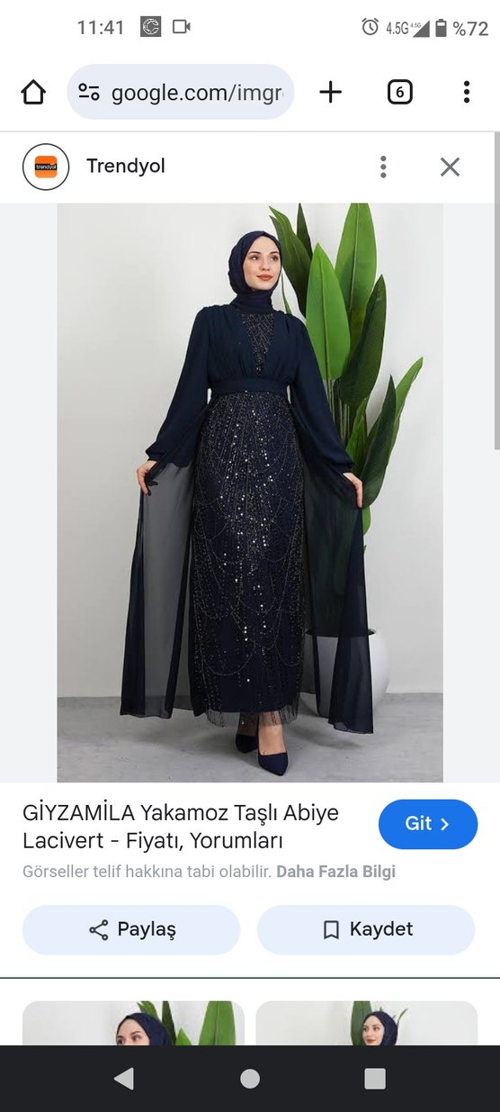 Lamia Giyim Yakamoz Taşlı Lacivert Abiye - Görsel 2