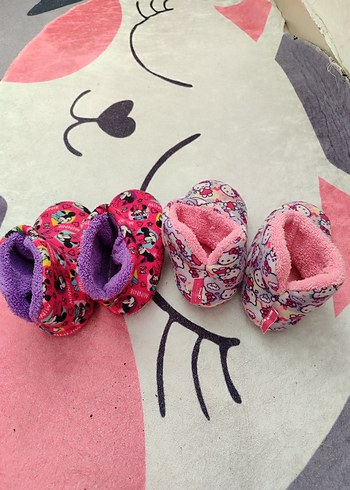 Kız Çocuk Renkli Polar Ev Terlikleri Velcro - Görsel 2