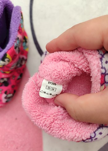 Kız Çocuk Renkli Polar Ev Terlikleri Velcro - Görsel 7