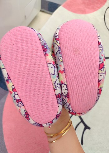 Kız Çocuk Renkli Polar Ev Terlikleri Velcro - Görsel 3