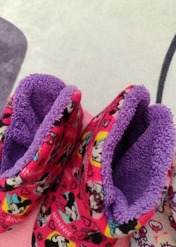 Kız Çocuk Renkli Polar Ev Terlikleri Velcro - Görsel 6