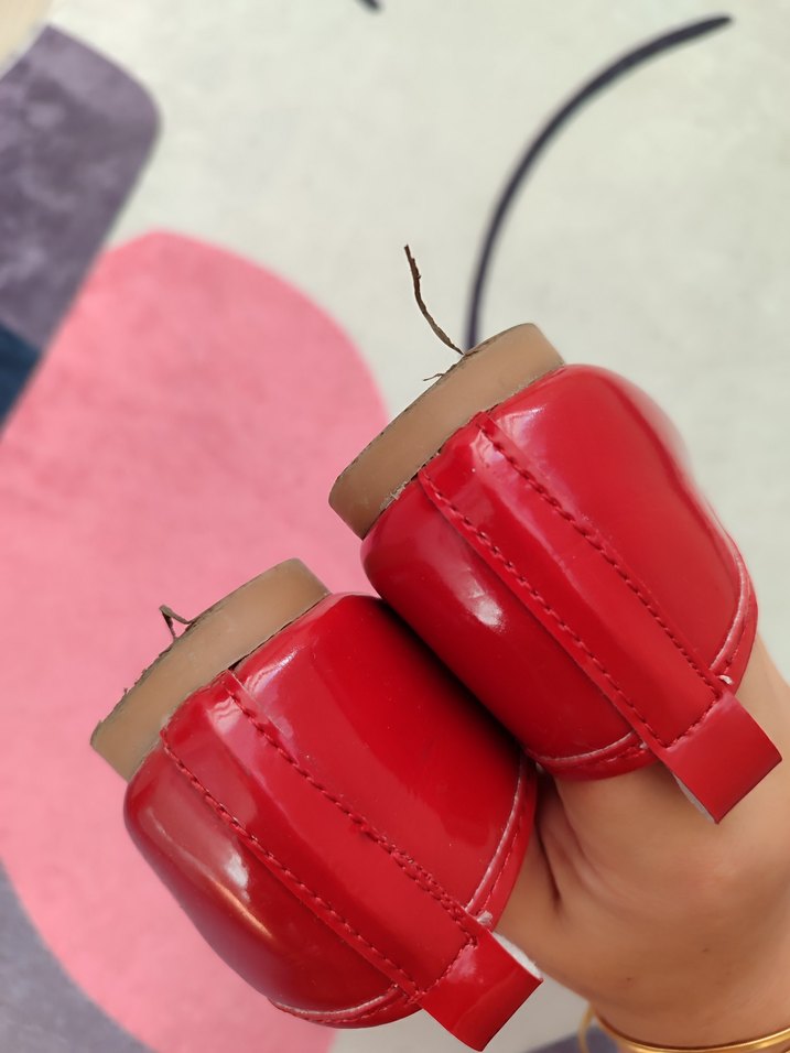 Kız Çocuk Kırmızı Fiyonk Detaylı Babet - Görsel 5