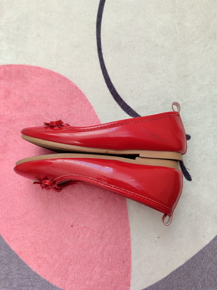 Kız Çocuk Kırmızı Fiyonk Detaylı Babet - Görsel 2