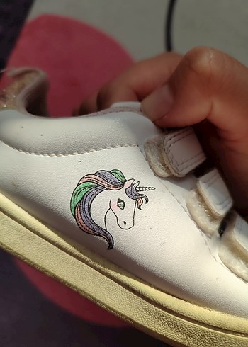 Kız Çocuk Beyaz Unicorn Nakışlı Spor Ayakkabı - Görsel 4