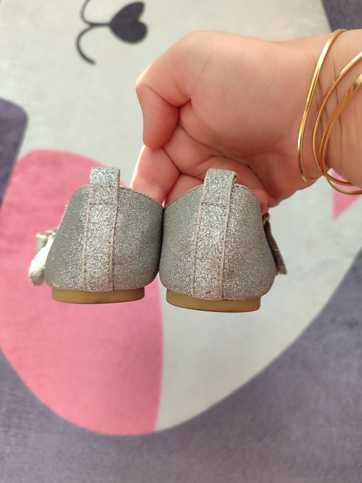 Kız Çocuk Gri Simli Babet Ayakkabı - Görsel 5