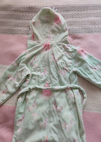 Kız Çocuk Mint Unicorn Desenli Bornoz - Görsel 5