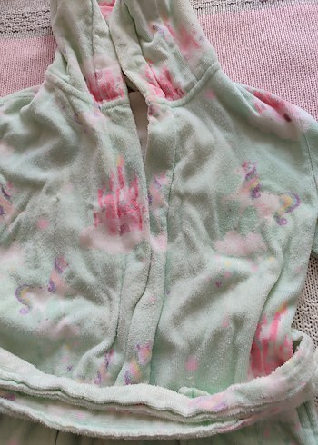 Kız Çocuk Mint Unicorn Desenli Bornoz - Görsel 6