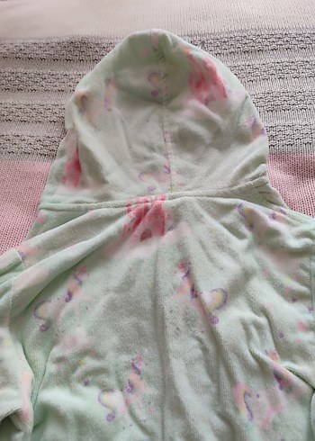 Kız Çocuk Mint Unicorn Desenli Bornoz - Görsel 3