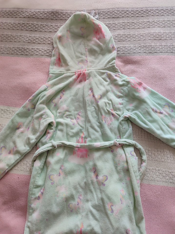 Kız Çocuk Mint Unicorn Desenli Bornoz - Görsel 5