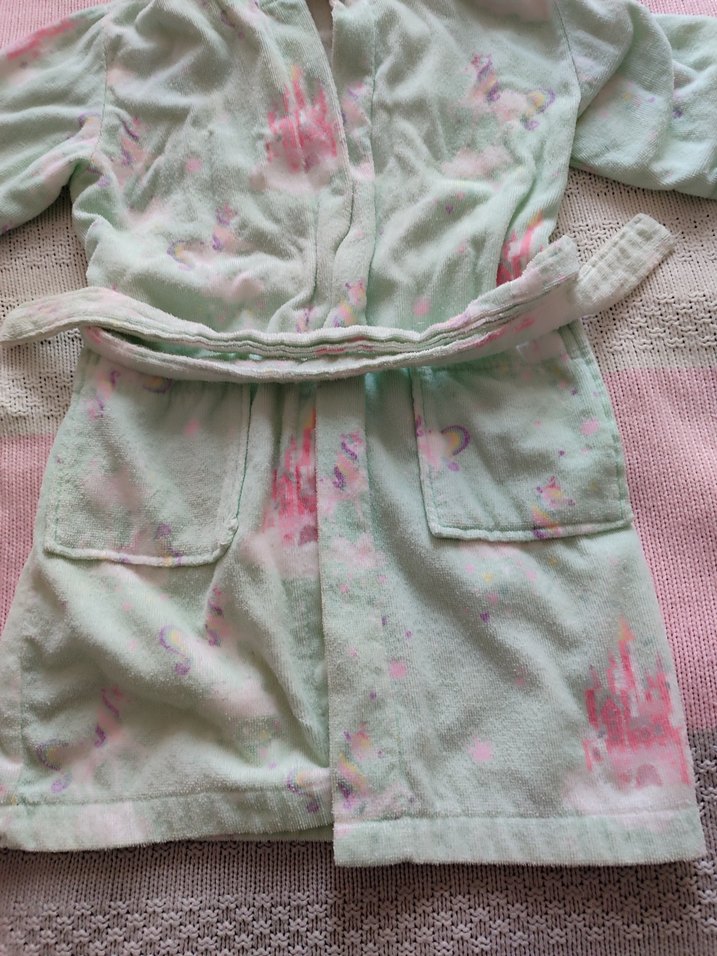 Kız Çocuk Mint Unicorn Desenli Bornoz - Görsel 2