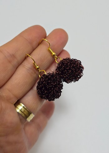 El Yapımı Top Küpe SON 1 ADET - Görsel 2