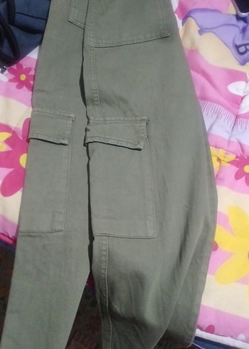 Kadın Haki Rahat Kesim Pamuk Pantolon - Görsel 3