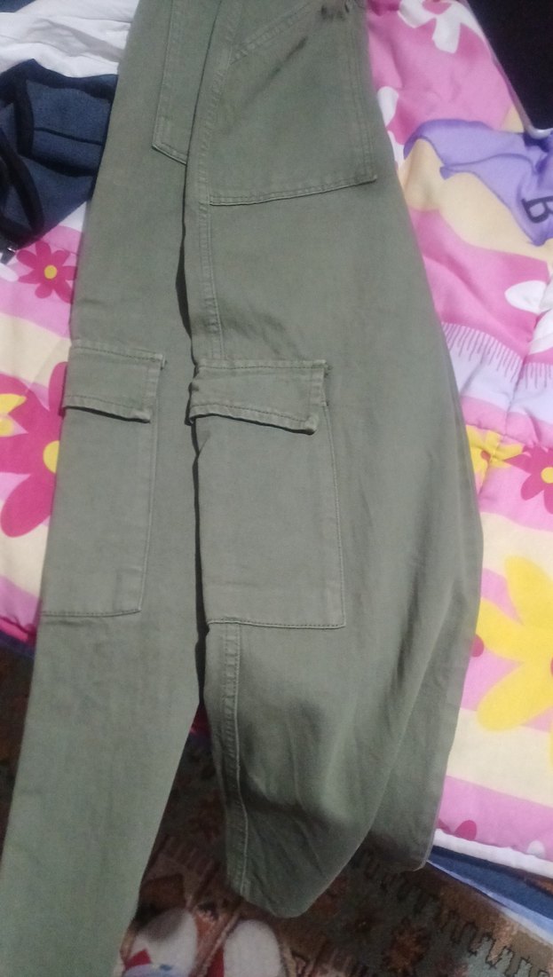 Kadın Haki Rahat Kesim Pamuk Pantolon - Görsel 3