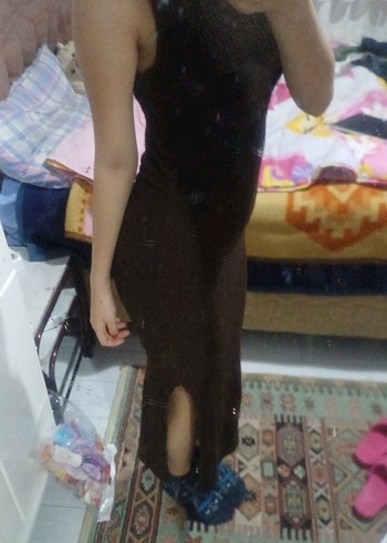 kahverengi elbise - Görsel 4