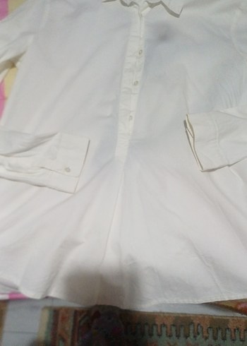 Beyaz Pamuklu Düğmeli Uzun Kollu Kadın Gömlek - Görsel 5