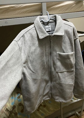 Bershka Gri Midi Fermuarlı erkek Ceket - Görsel 3