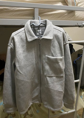 Bershka Gri Midi Fermuarlı erkek Ceket - Görsel 4