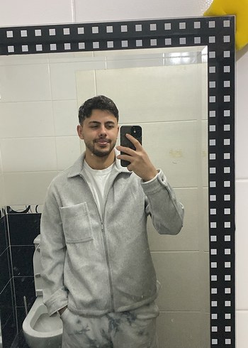 Bershka Gri Midi Fermuarlı erkek Ceket - Görsel 5