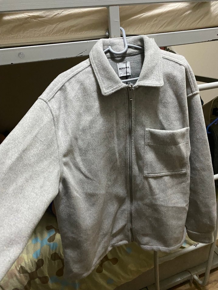 Bershka Gri Midi Fermuarlı erkek Ceket - Görsel 3