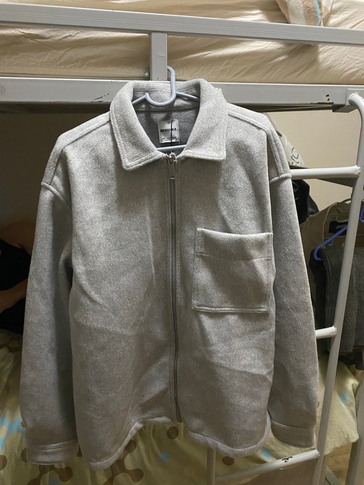 Bershka Gri Midi Fermuarlı erkek Ceket - Görsel 4