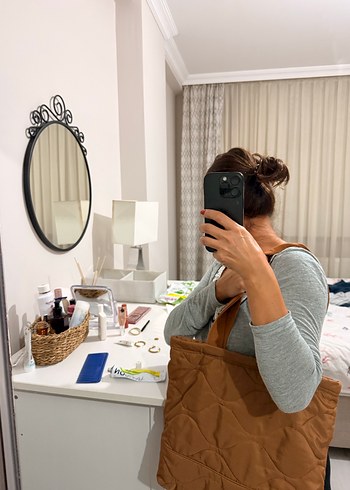 Zara Fermuarlı Kahverengi tarçın tengi Kadın Omuz Çantası