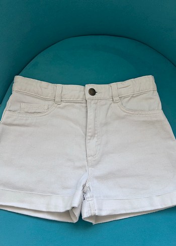 Krem Kız Çocuk Mini Denim Şort