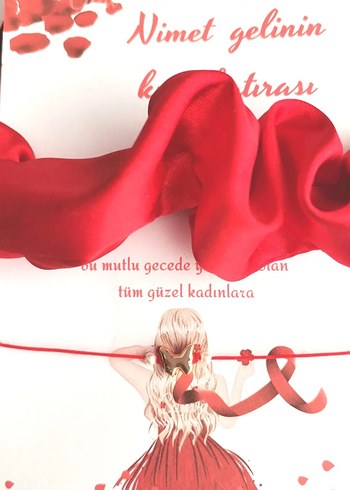  Kına hediyelik Kırmızı saten toka ve ip bileklik