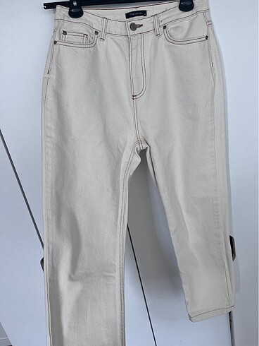 38 Beden beyaz Renk Trendyolmila Ekru Jean Pantolon