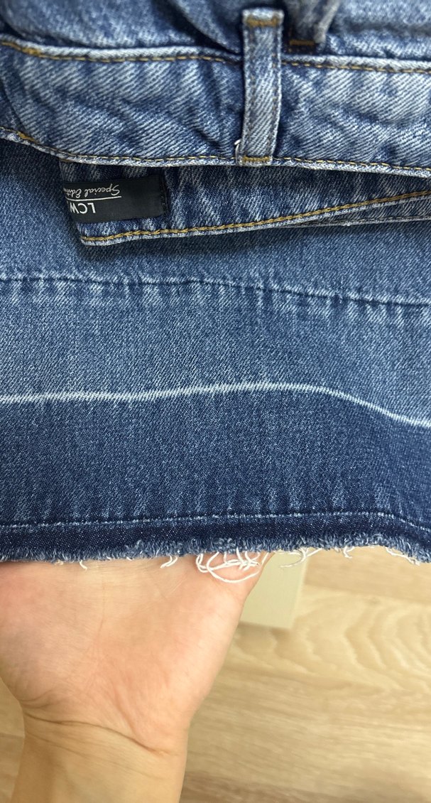 Düğmeli Mavi Kadın Denim Bol Kesim Pantolon - Görsel 4