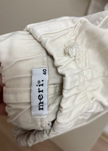 Bej Rahat Kesim Keten Kadın Pantolon - Görsel 2