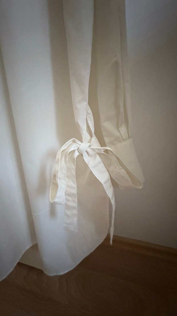 Be blue 
Düğmeli Beyaz Pamuklu Uzun Kollu Gömlek - Görsel 4