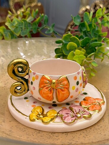 Seramik handmade Türk kahve fincan&tabağı????