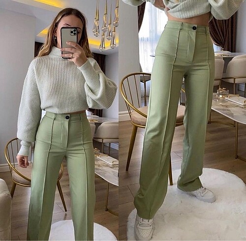 Zara mint yeşili pantolon