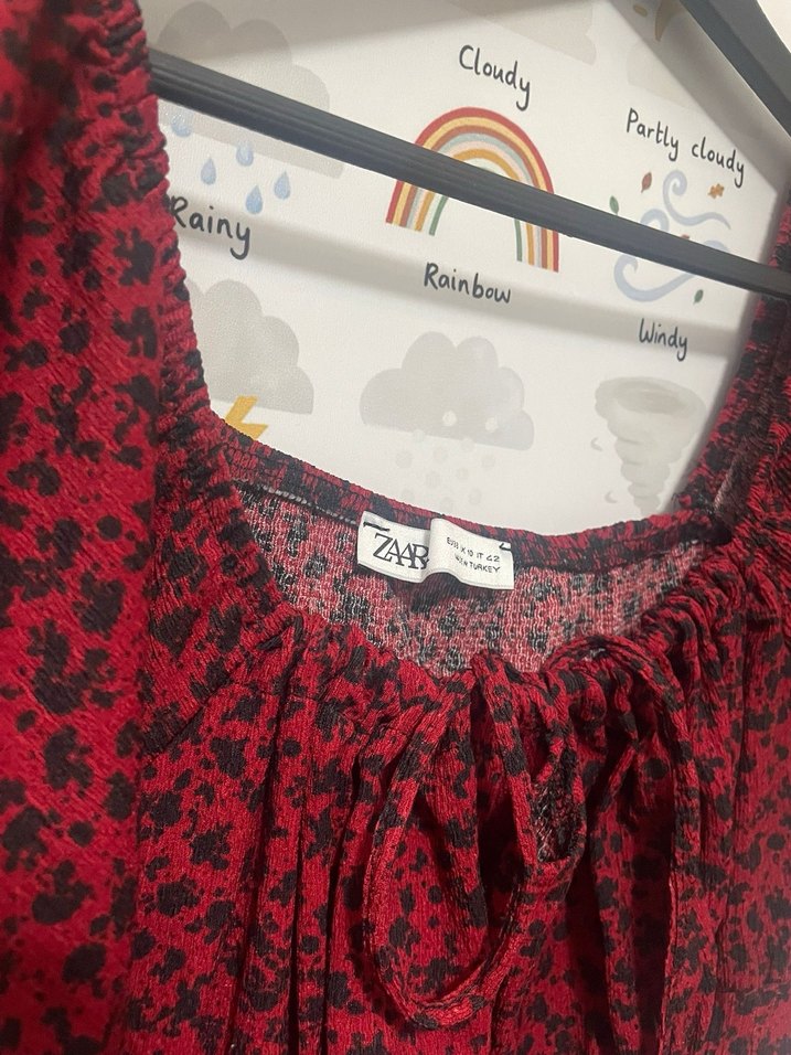 Bordo V Yaka Kısa Kollu Uzun Elbise - Görsel 4