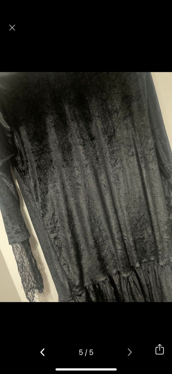 Siyah Uzun Kollu Gotik Kadın Elbise - Görsel 4