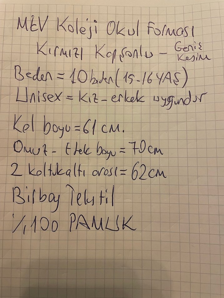 Kırmızı unisex MEV Koleji Okul Forması - Görsel 3