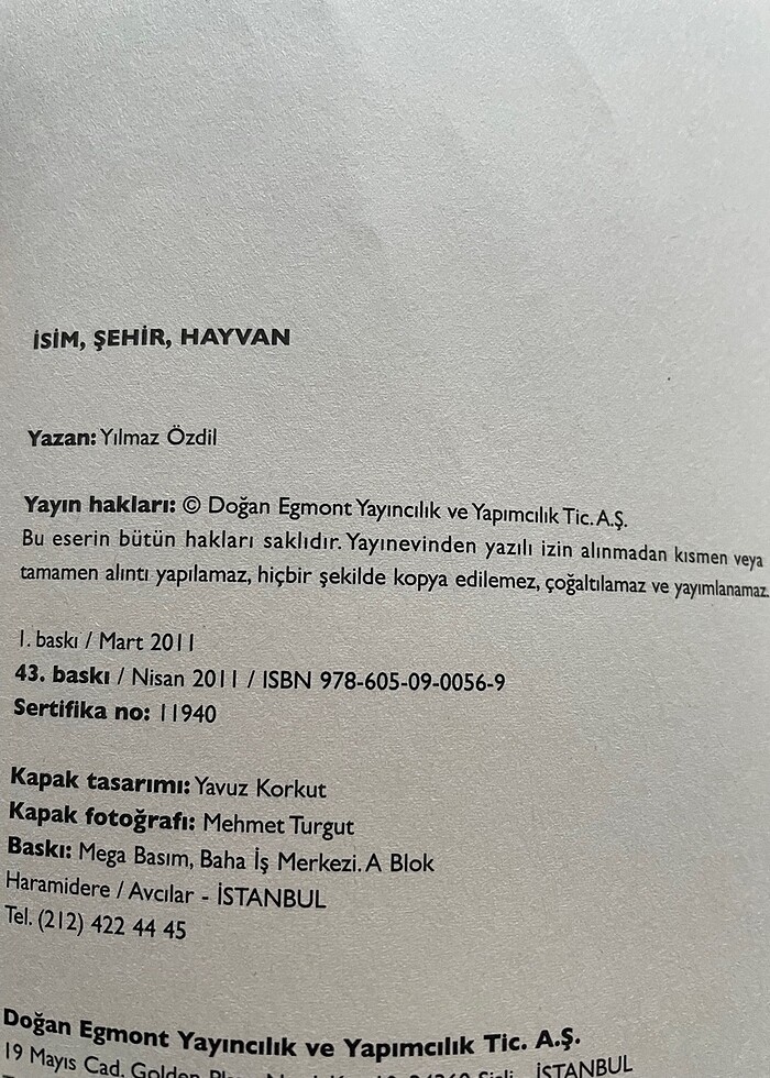 İsim Şehir Hayvan -Yılmaz Erdoğan - Görsel 4