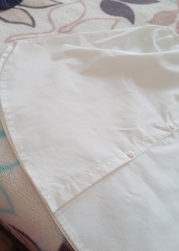 Düğmeli Beyaz Pamuklu Midi Hamile Eteği - Görsel 4