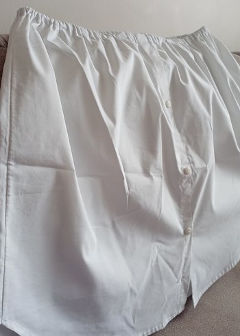 Düğmeli Beyaz Pamuklu Midi Hamile Eteği - Görsel 5