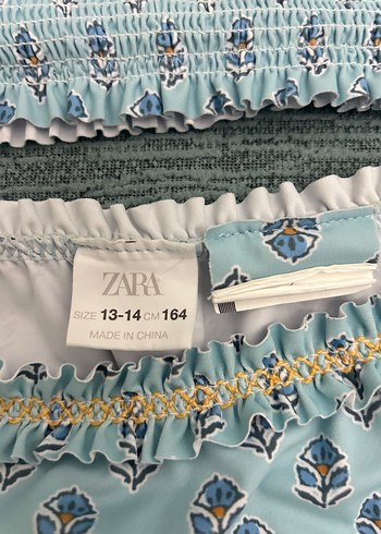 Zara Nakışlı Fırfırlı Mavi Bohem Bikini - Görsel 6