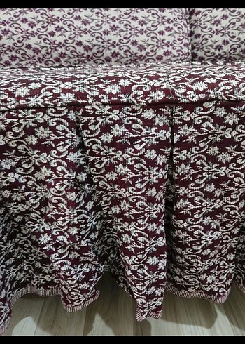 bordo Batik Desenli Koltuk  divan Örtüsü - Görsel 3