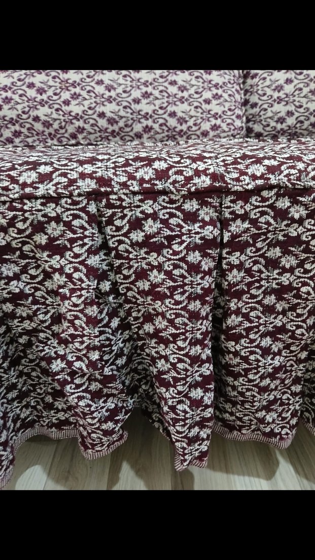bordo Batik Desenli Koltuk  divan Örtüsü - Görsel 3