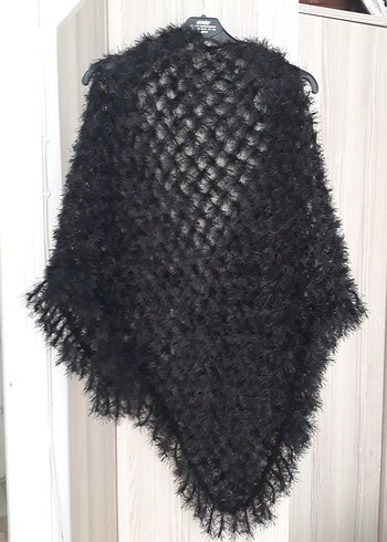Siyah Örgü Kadın şal - Görsel 4