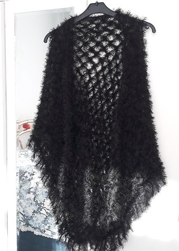 Siyah Örgü Kadın şal - Görsel 2