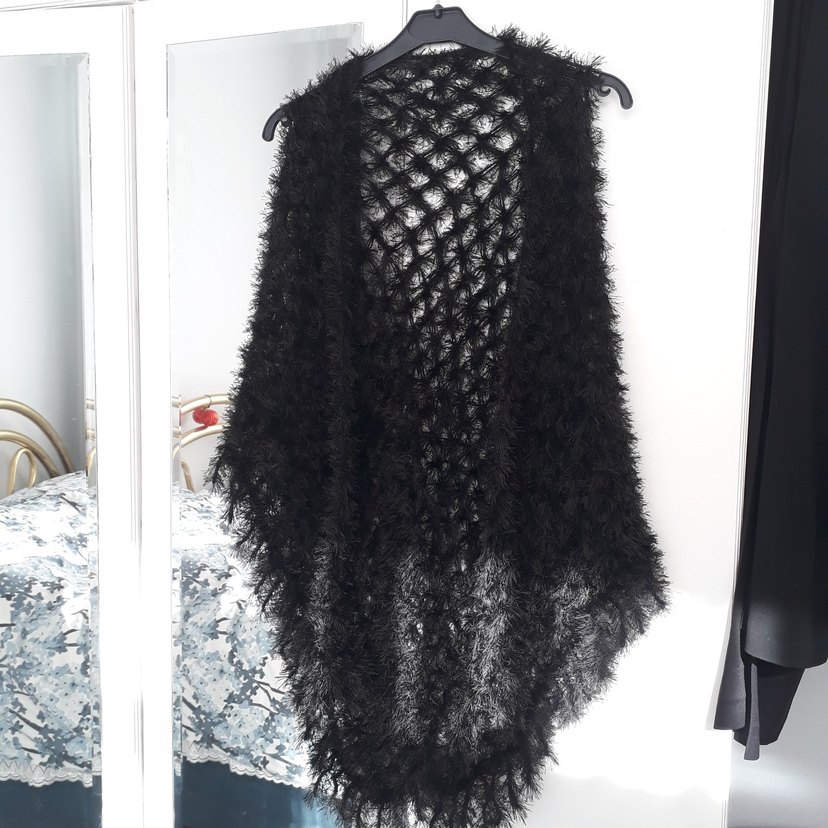 Siyah Örgü Kadın şal - Görsel 2