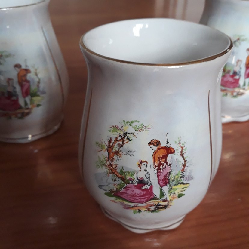 Pastel Beyaz Desenli Porselen Bardak Seti - Görsel 2