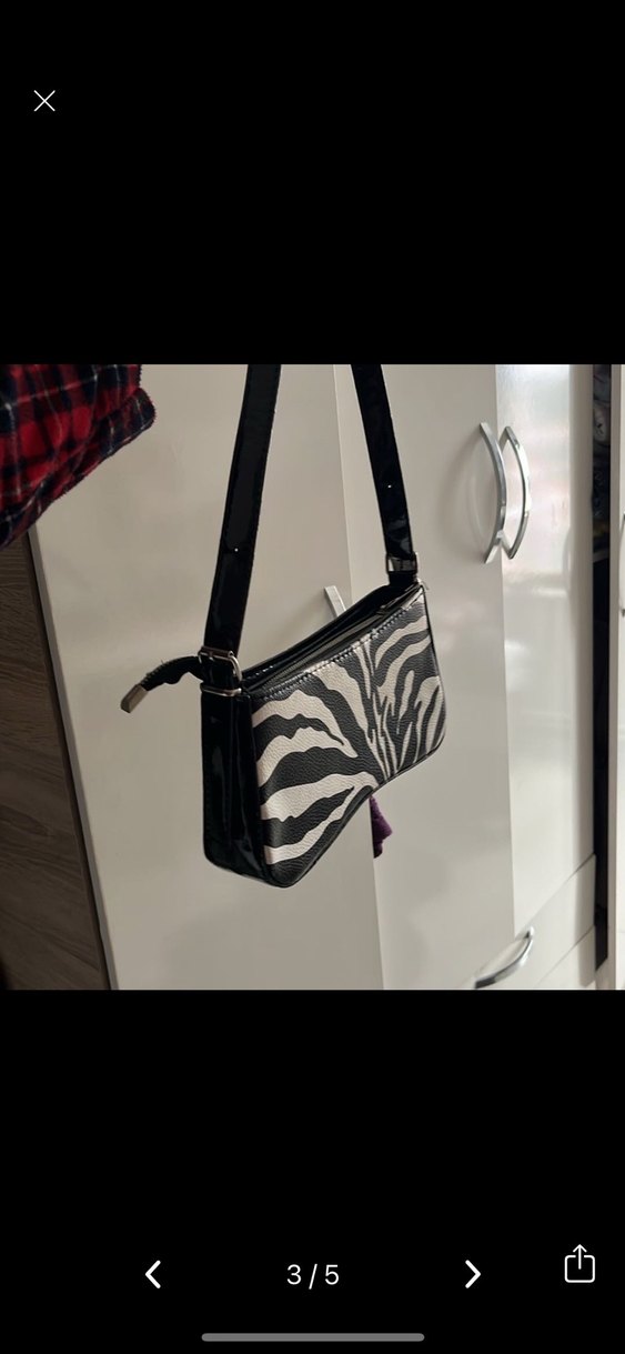 Kahverengi Deri Zebra Desenli Kadın Çanta - Görsel 3