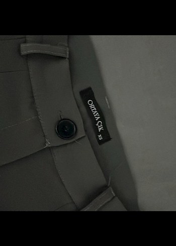 Düğmeli Gri Kadın Kumaş Pantolon - Görsel 2