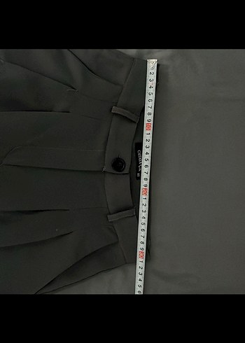 Düğmeli Gri Kadın Kumaş Pantolon - Görsel 5